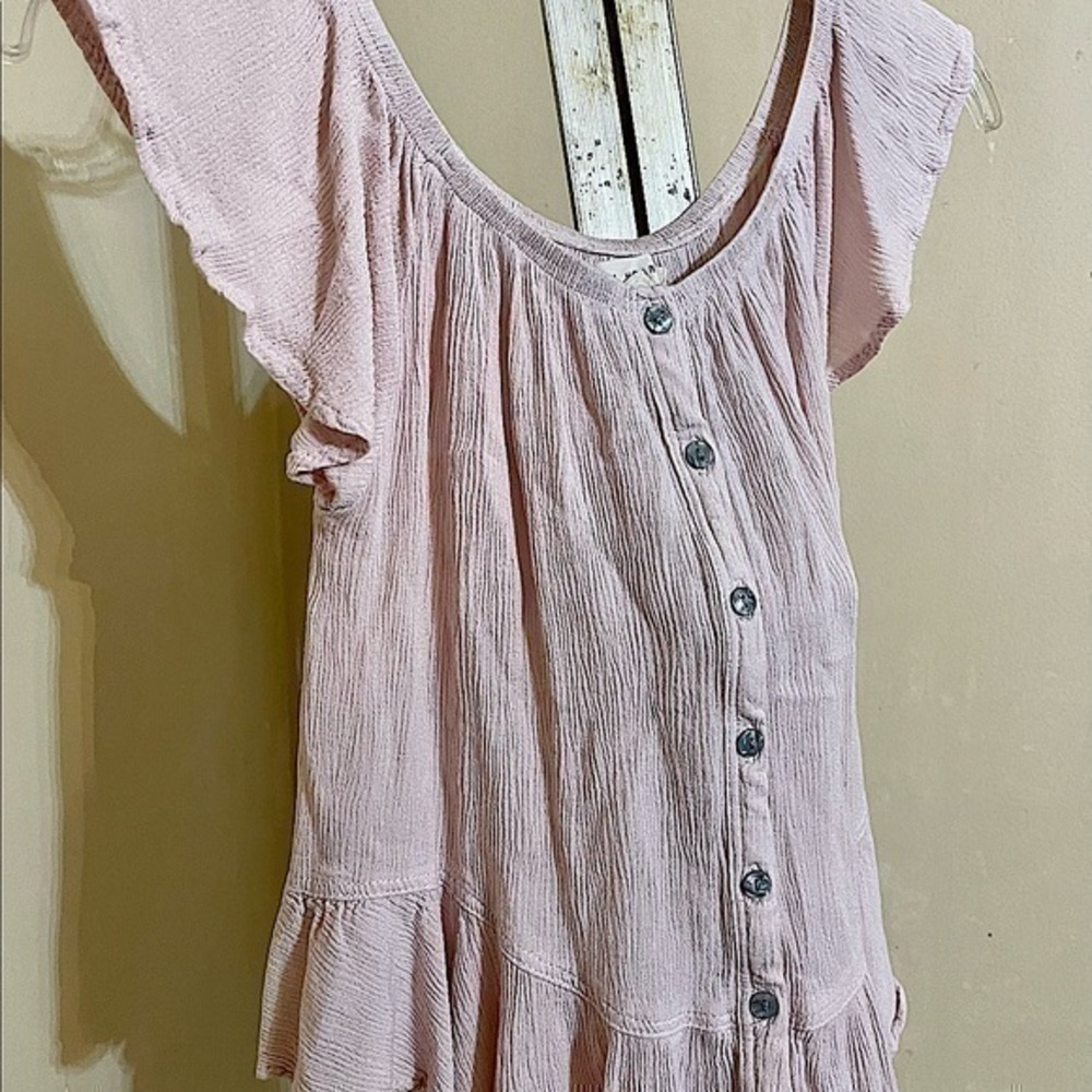 La Hearts Womens Pale Pink Ruffle Top Sz XS